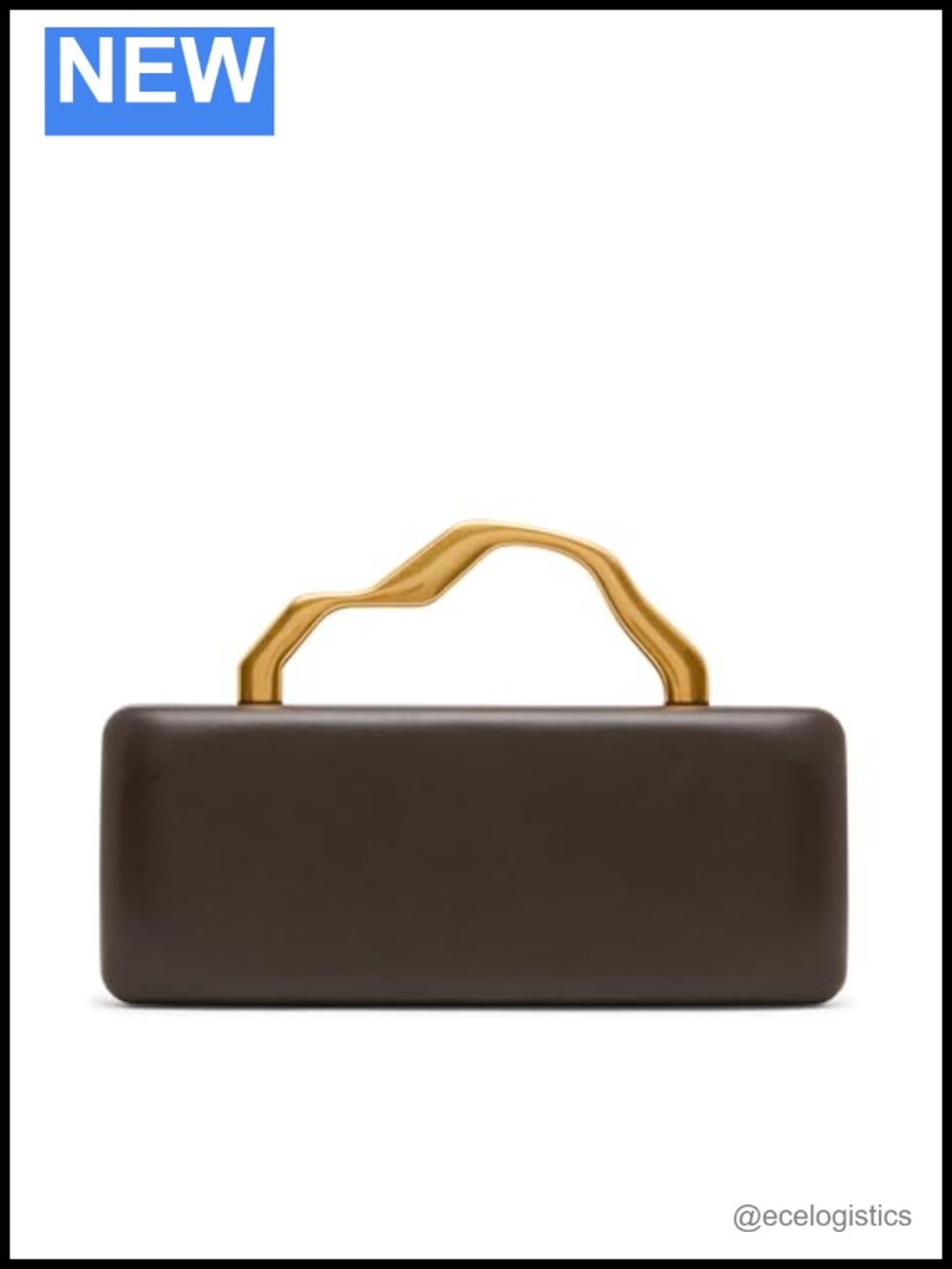Faux Leather Wavy Handle Clutch - Clasp Closure & Crossbody Strap